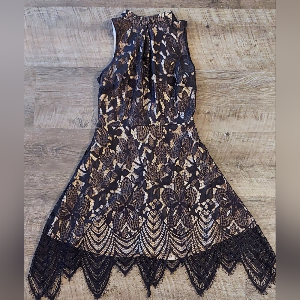 Love, Fire Black Lace Overlay Dress Size Small